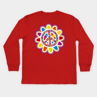 Flower Power Peace Sign Kids Long Sleeve T-Shirt